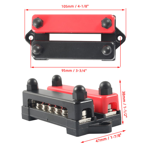 10 Pairs 12V/15A 6-way dual row Busbar